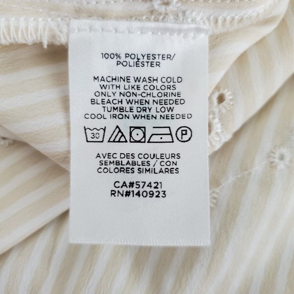 Loft Womens Tan Stiped Eyelet Off The Shoulder Blouse Size XL Long Sleeve Boho - Picture 5 of 9